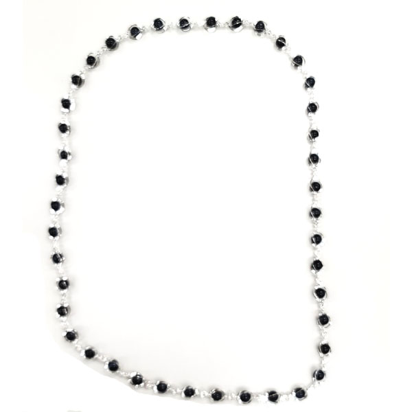 BLACK STONE CAGE NECKLACE 32"